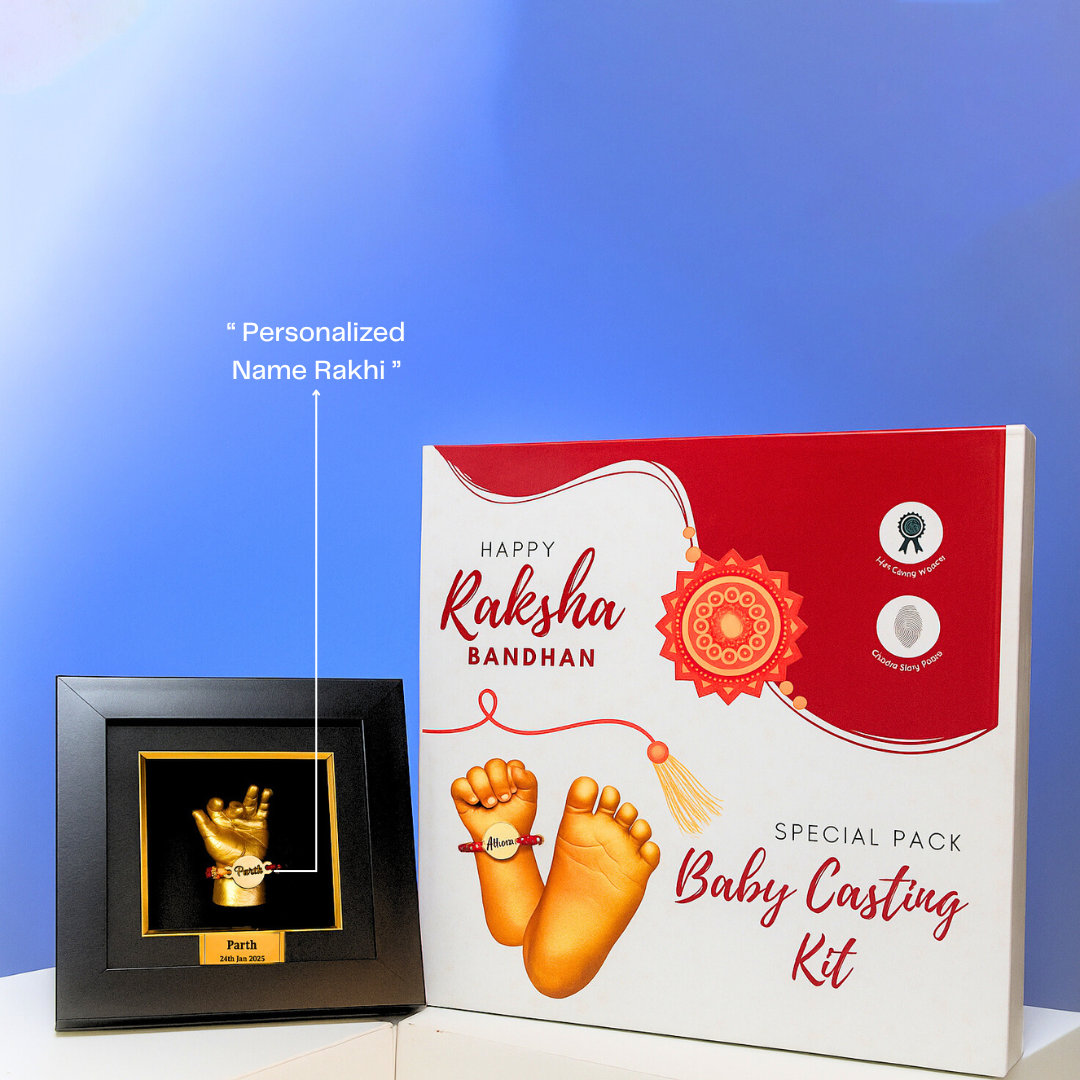 Baby Casting Kit with Personalized Rakhi & Frame (0-12months).