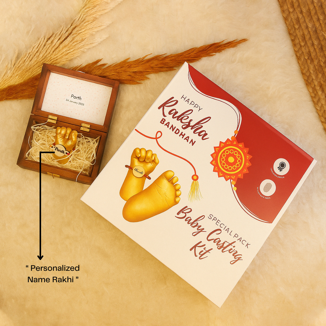 Baby Handprint Kit with Rakhi & Antique Box (0-12 months).